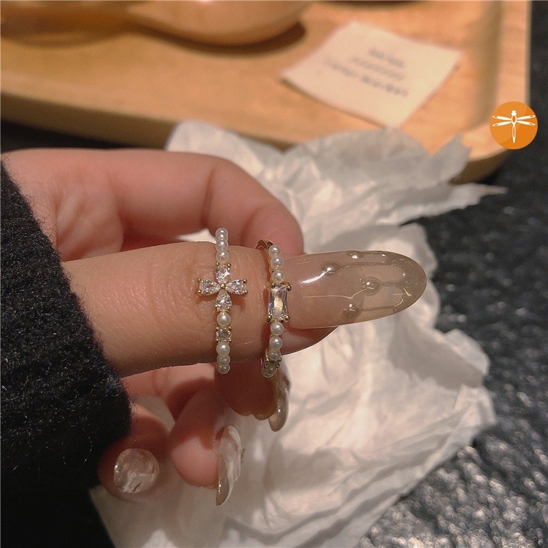 Cincin Mutiara Berlian Imitasi Gaya Korea Untuk Wanita