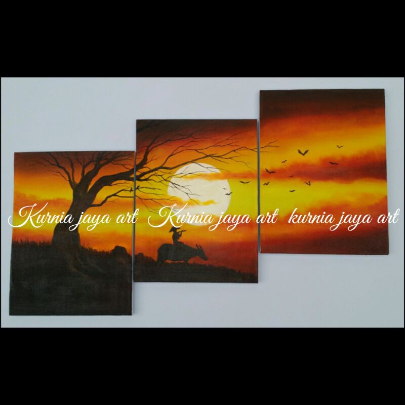 Lukisan sunset kerbau