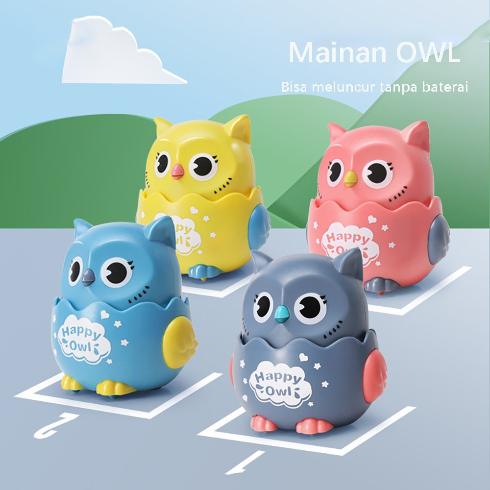 Mainan Bayi Happy Owl SNI / Mainan Edukasi Anak Robot Burung Hantu Ditekan Bisa Jalan Tanpa Baterai