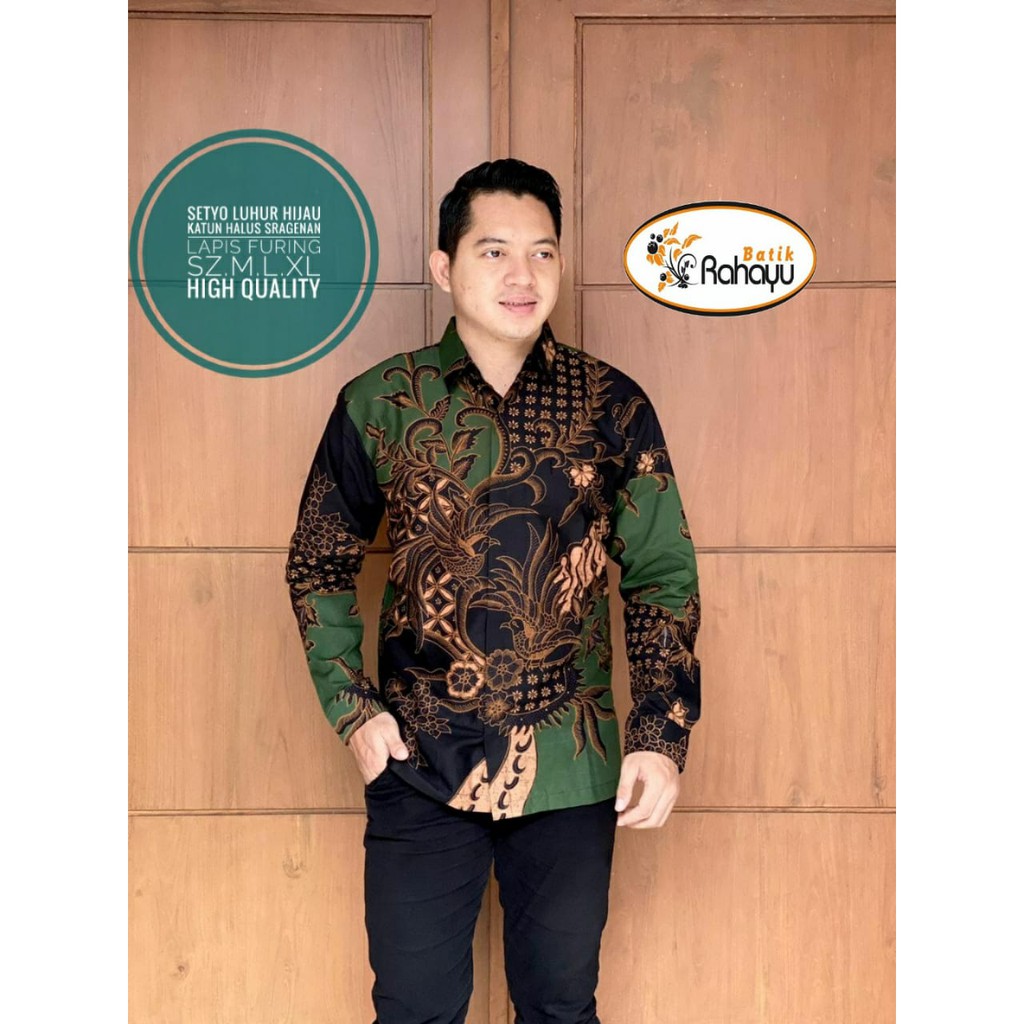 SETYO LUHUR HIJAU RAHAYU KEMEJA BAJU BATIK PRIA SOLO LENGAN PANJANG FULL FURING KATUN HALUS PEKSI TARUNG AJI LUWUNG AYAM CEMORO PARIKESIT SAWUNG SAE PERMATA BIRU NATAWANGSA ELZRA KRISHNA GUNTURAJI ELANG MANGKUBUMI PAKIS AJI TIRTO UTOMO TRUNTUM SOGAN