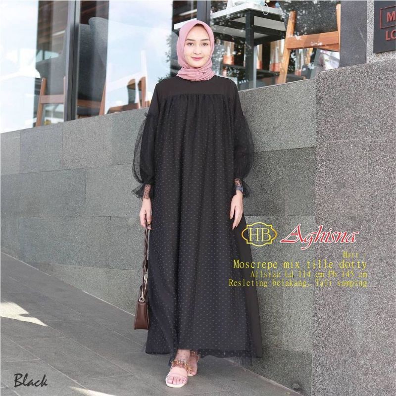 AGHISNA DRESS BEST SELLER GAMIS TILLE DOT