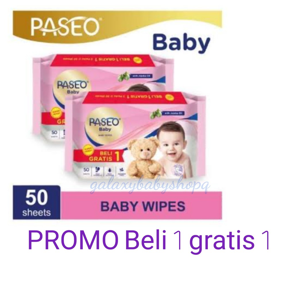 PROMO Paseo Baby Wipes Beli 1 gratis 1 isi 50's