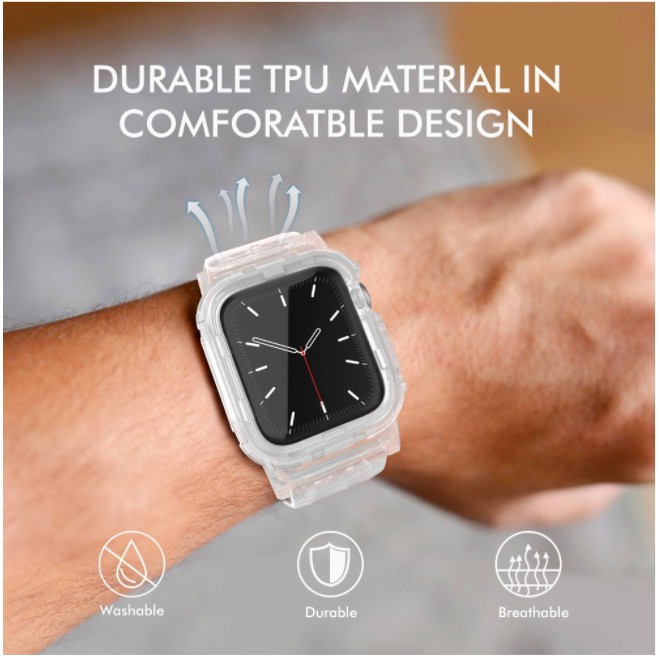 Tali Jam Strap Case Silikon Transparan Untuk Apple Watch 44mm 42mm 40mm 38mm