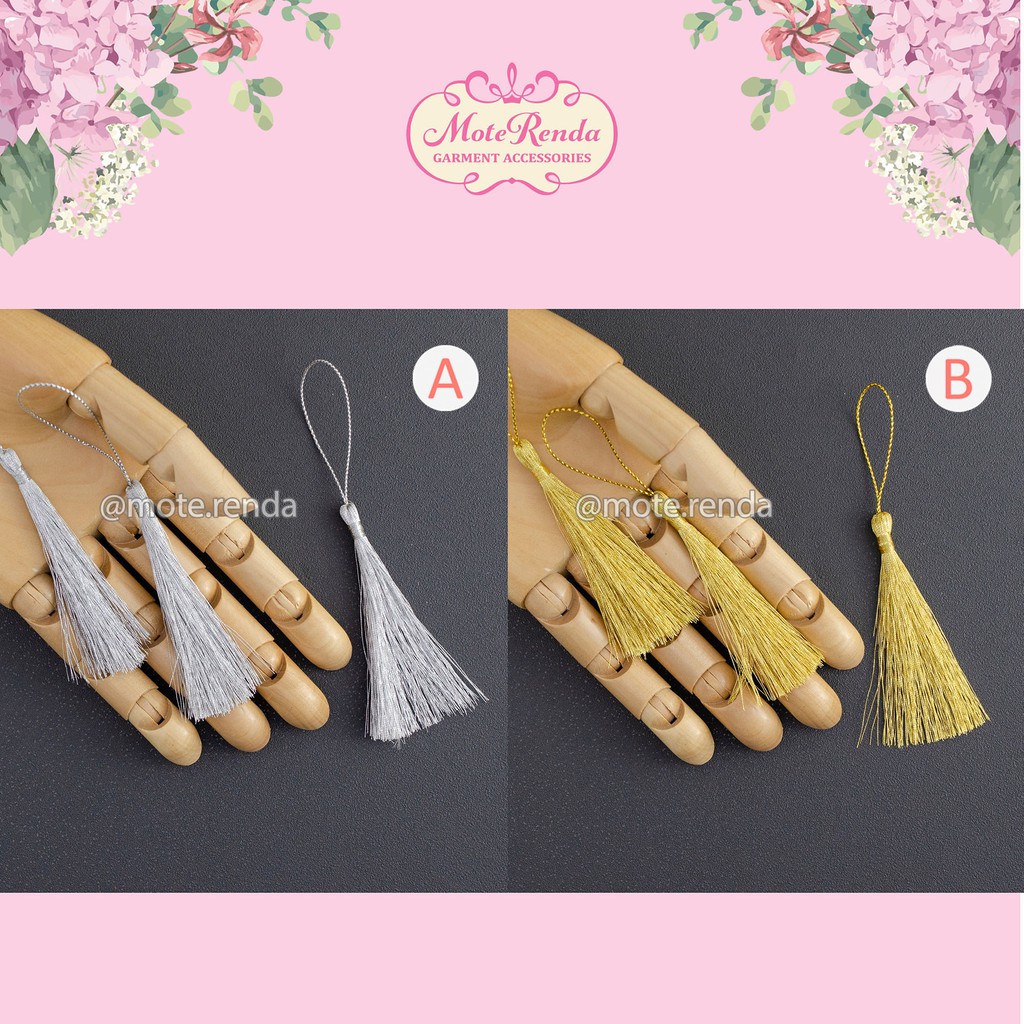 Tassel metalik silver/gold, lebar +/- 7cm (harga per 6 pcs) kode 0TMN07