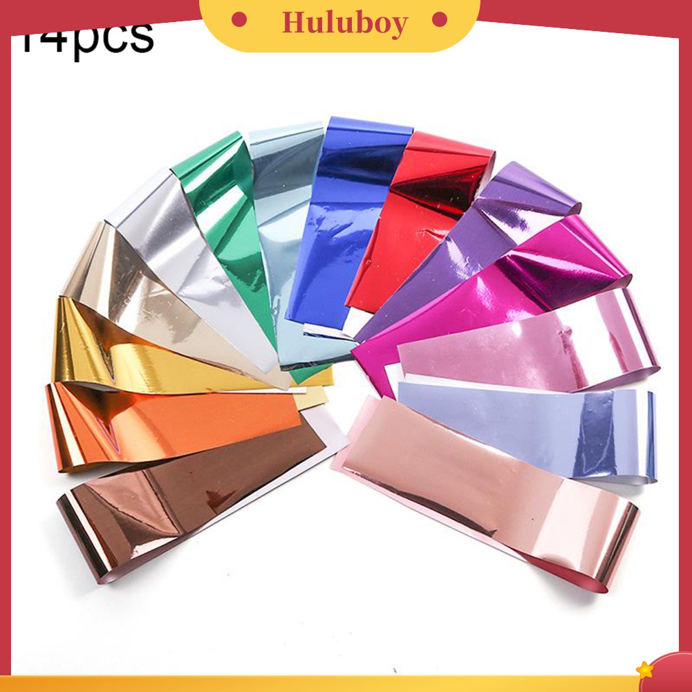 Huluboy Huluboy♡ 14 Lembar Stiker Kertas Transfer Laser Bentuk Bintang Multi Warna Untuk Dekorasi Manicure