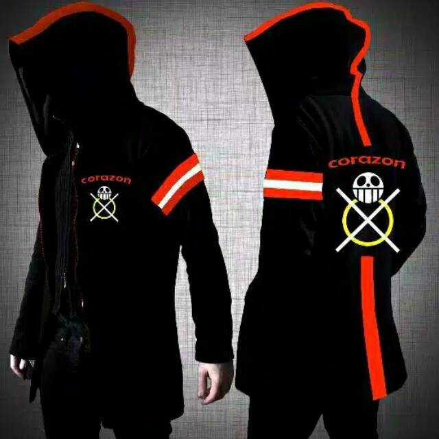 Jaket Jubah Hoodie Anime One Piece Corazon Zipper Hoodie One Piece