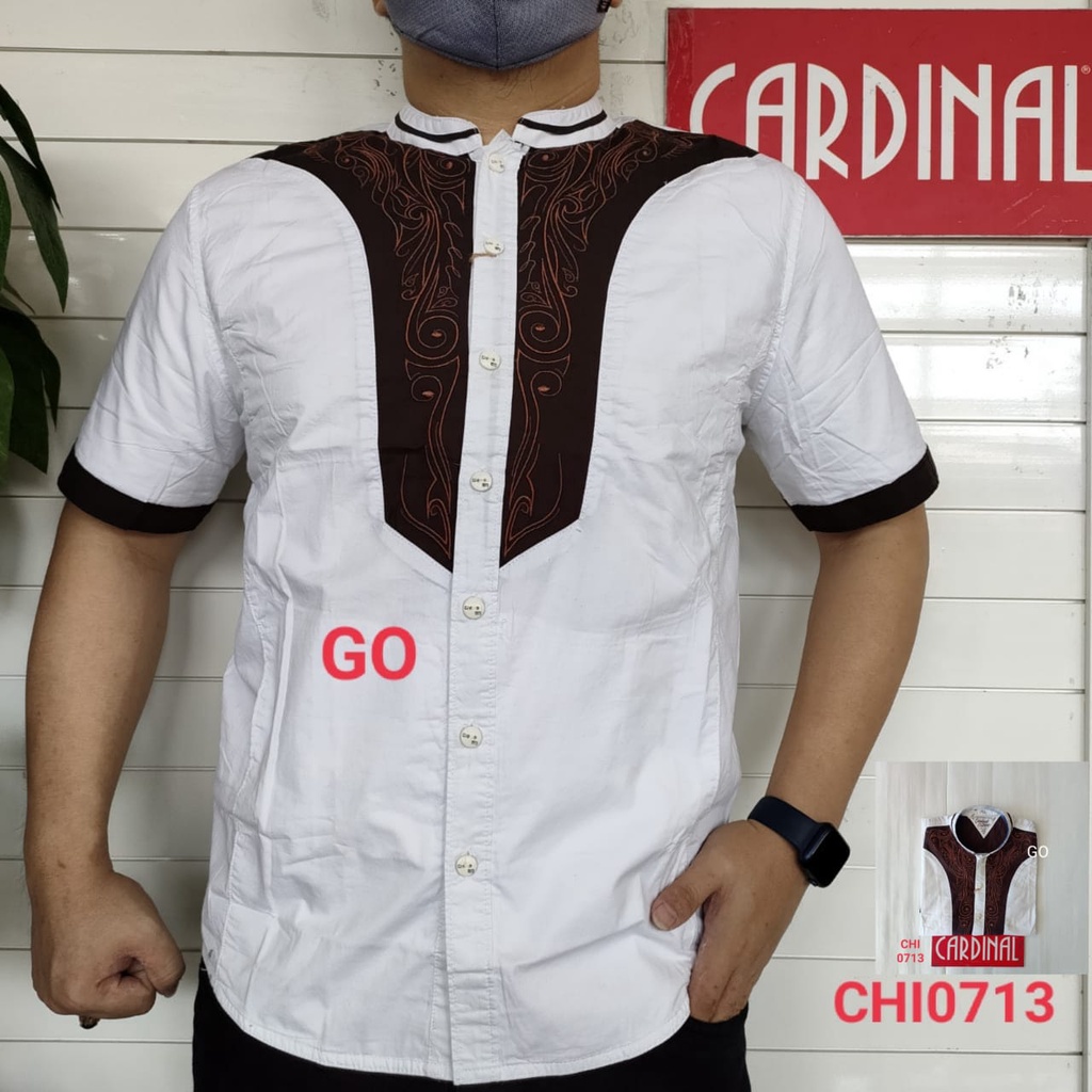 gof CARDINAL KEMEJA KOKO PUTIH Jeans Taqwa Pakaian Pria Original Baju Muslim Polos Lengan Pendek TSQ