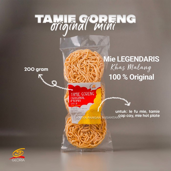 

TAMIE GORENG GLORIA MALANG TAMIE GORENG ORIGINAL MINI ISI 3PCS 200GR