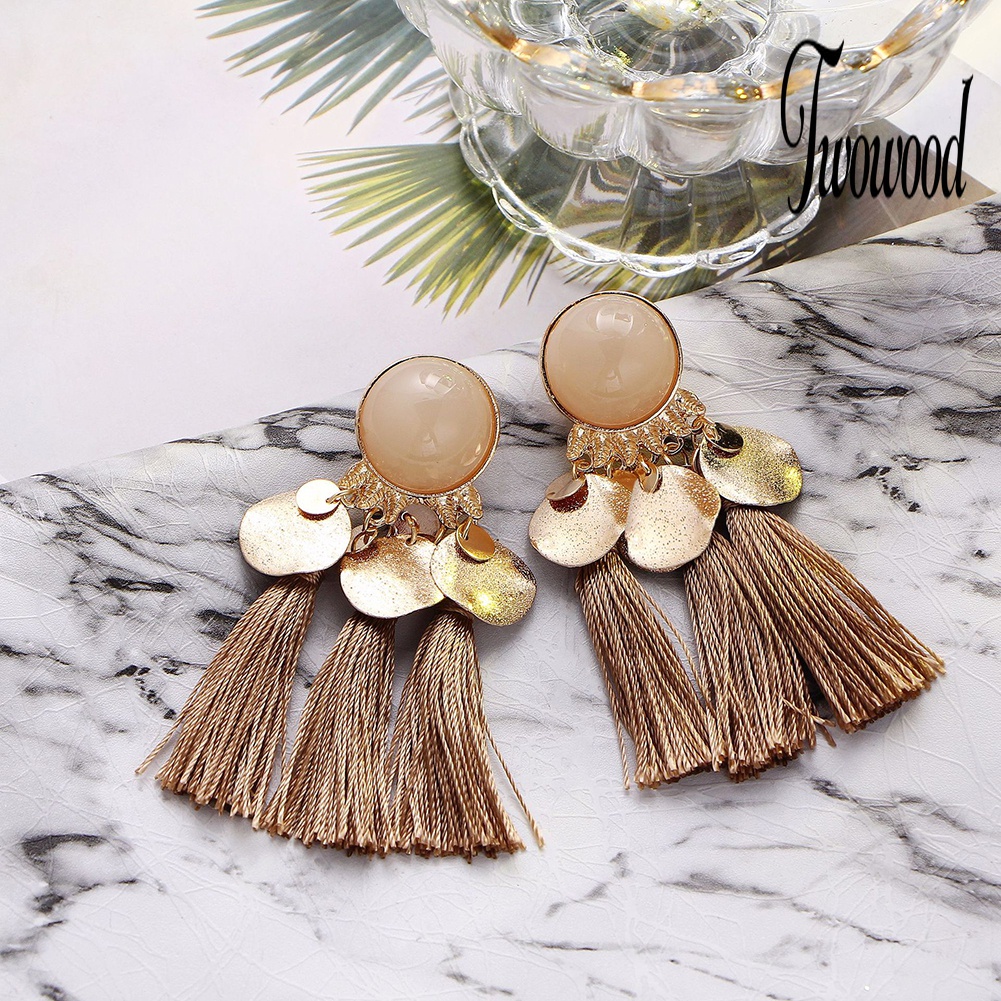 Anting Stud Rumbai Menjuntai Gaya Bohemian Untuk Wanita