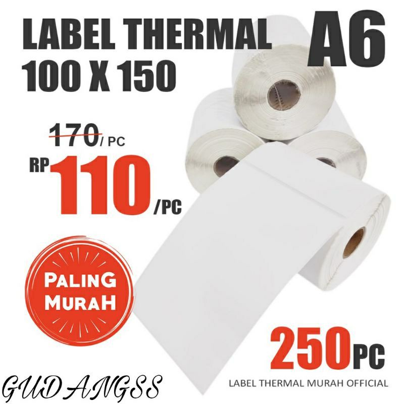 Premium thermal  label barcode  100x150 250 pcs online shop termurah