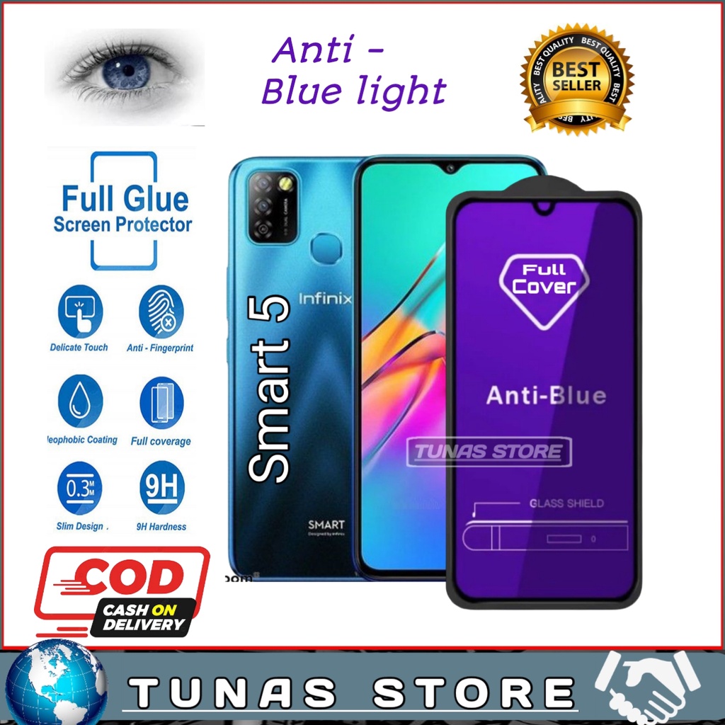 TEMPERED GLASS ANTI BLUE LIGHT INFINIX SMART 5 FULL COVERAGE - TG ANTI GORES KACA ANTI BLUE LIGHT IN