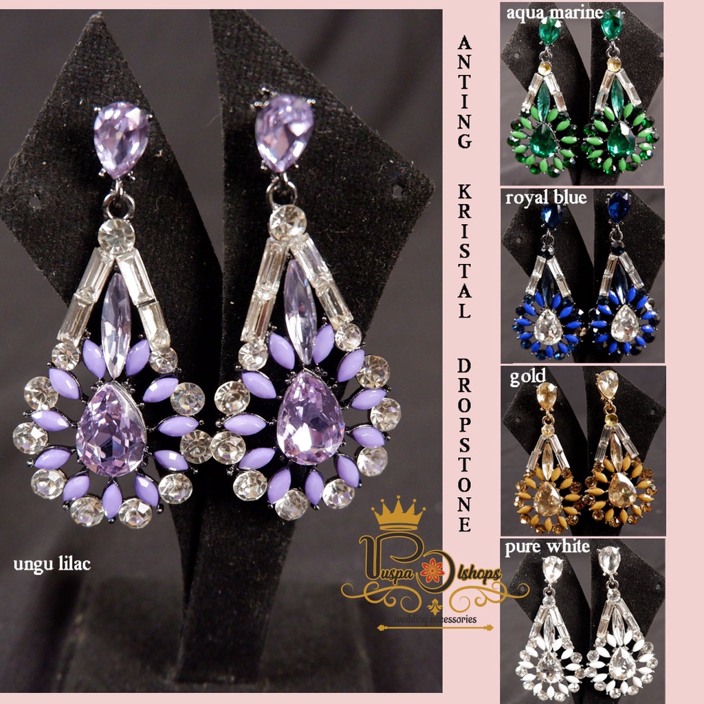 Anting  kristal dropstone anting pengantin