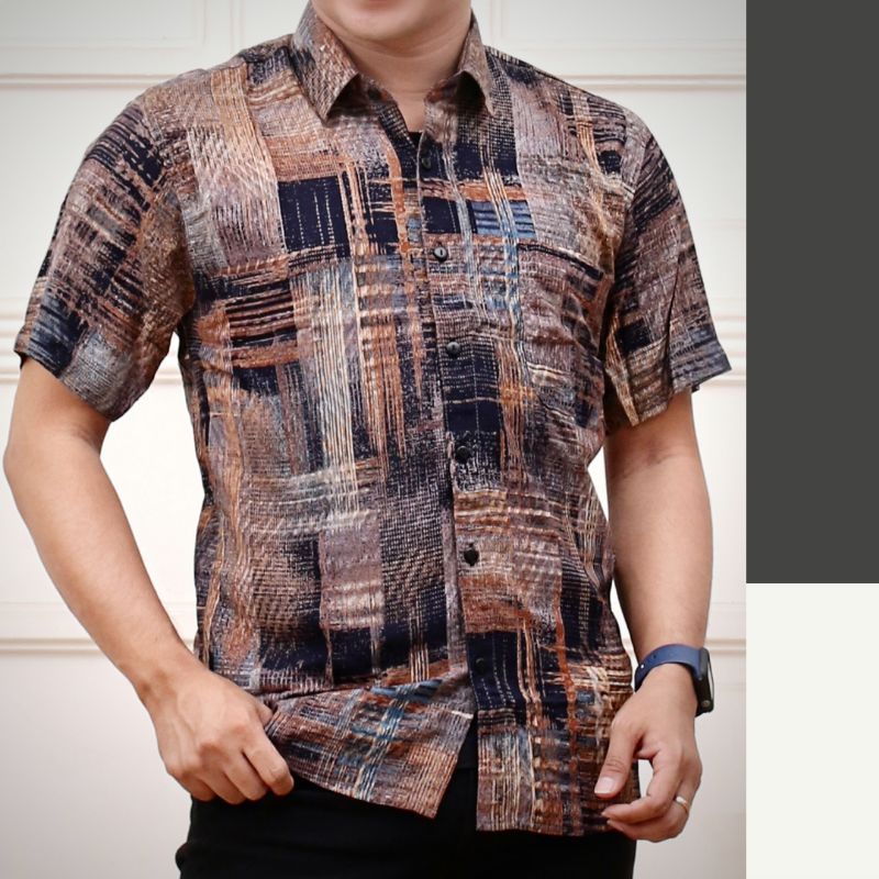 Kemeja Kerja Kasual Kantor Batik Katun Formal Adem Slimfit Pantai Santai Modis