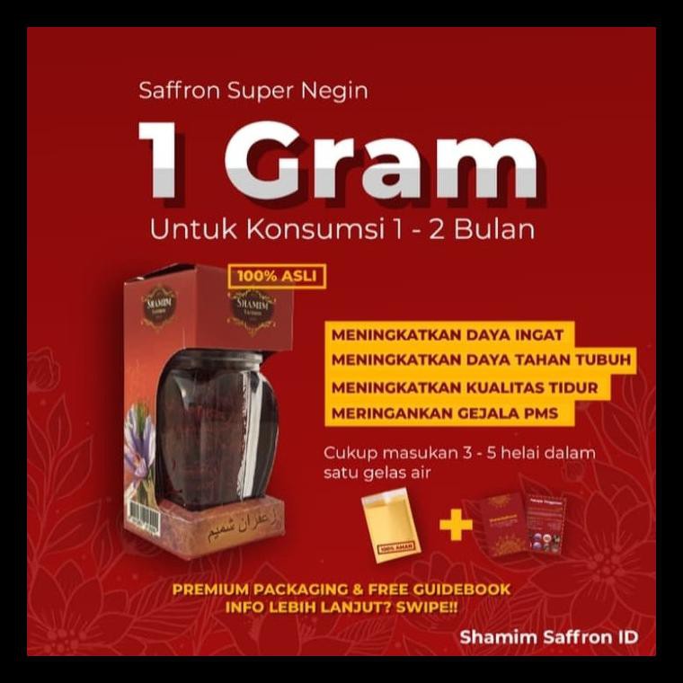 

Ready Safron Saffron Turki Super Negin 1Gr (Grade Tertinggi) Original