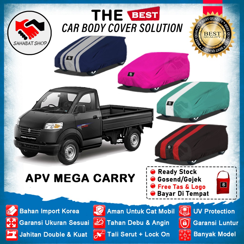 Sahabat Body Cover Mobil APV / Sarung Penutup Suzuki APV Mega Carry Outdoor 2015 2016 2017 2018 2019 / Mantel Tutup Selimut Kerudung Jas Pelindung Kerodong Kerudung Kelambu Tutupan Krodong Terpal Mobil Carry Pickup Anti Air Waterproof Model Biru