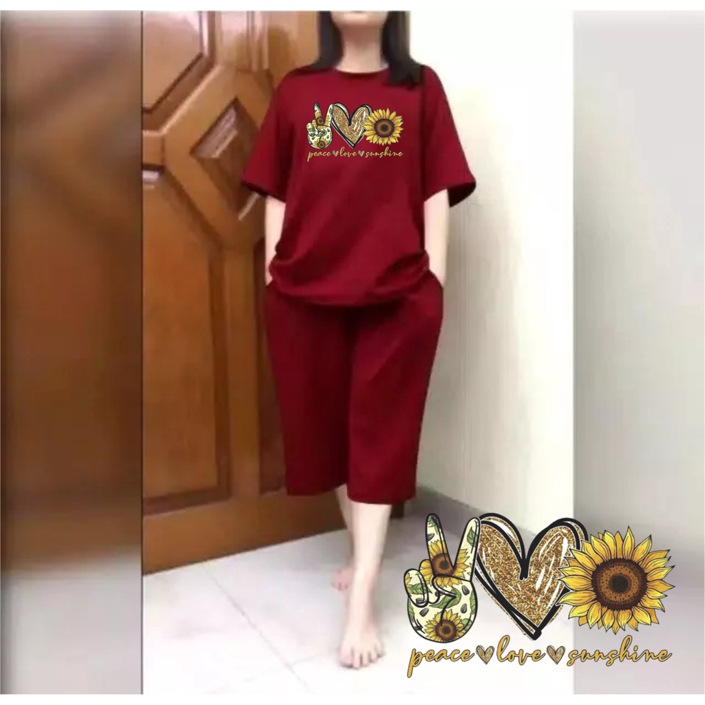 Setelan Kulot JUMBO Wanita Atasan Big Size Fit XXL Peace Love