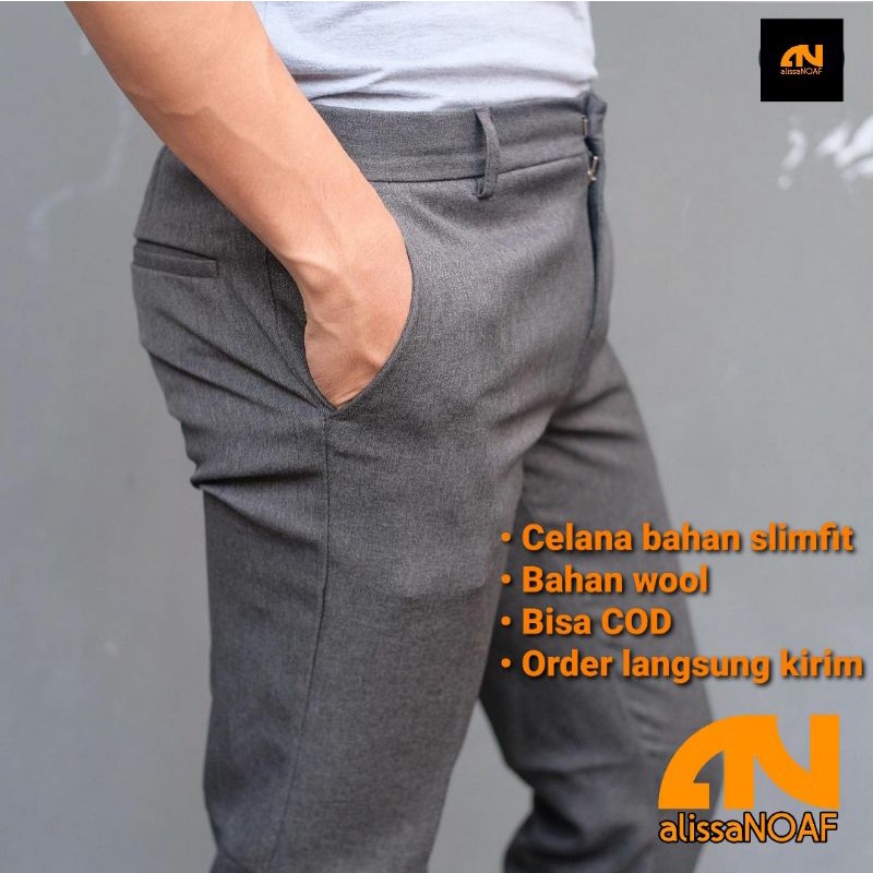 COD - CELANA KANTOR PRIA SLIMFIT BAHAN WOOL PREMIUM | CELANA KERJA