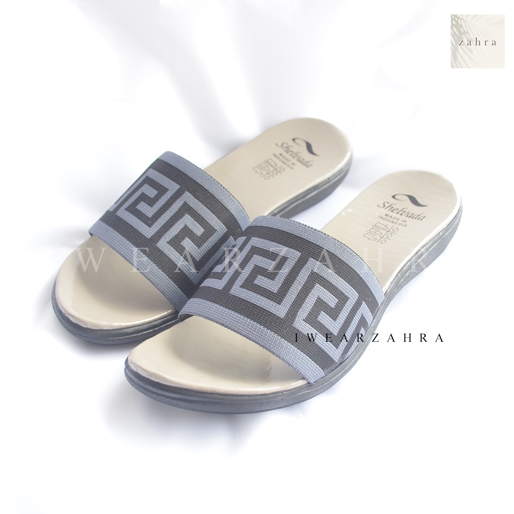 SANDAL SLOP MOTIF WANITA  - sendal selop slip nyaman teplek wanita heels hak sandal wanita