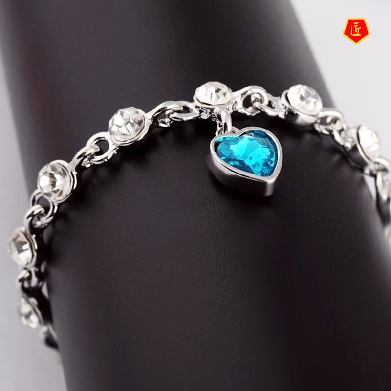 [Ready Stock]Fashion Crystal Retro Romantic Heart Bracelet