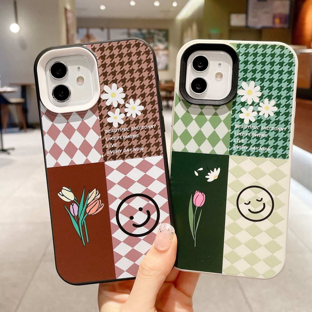 Case Motif Lukisan Kotak-Kotak Untuk iPhone 11 12 13 Pro Max X XS Max XR 6 7 8 Plus SE 2020 2022