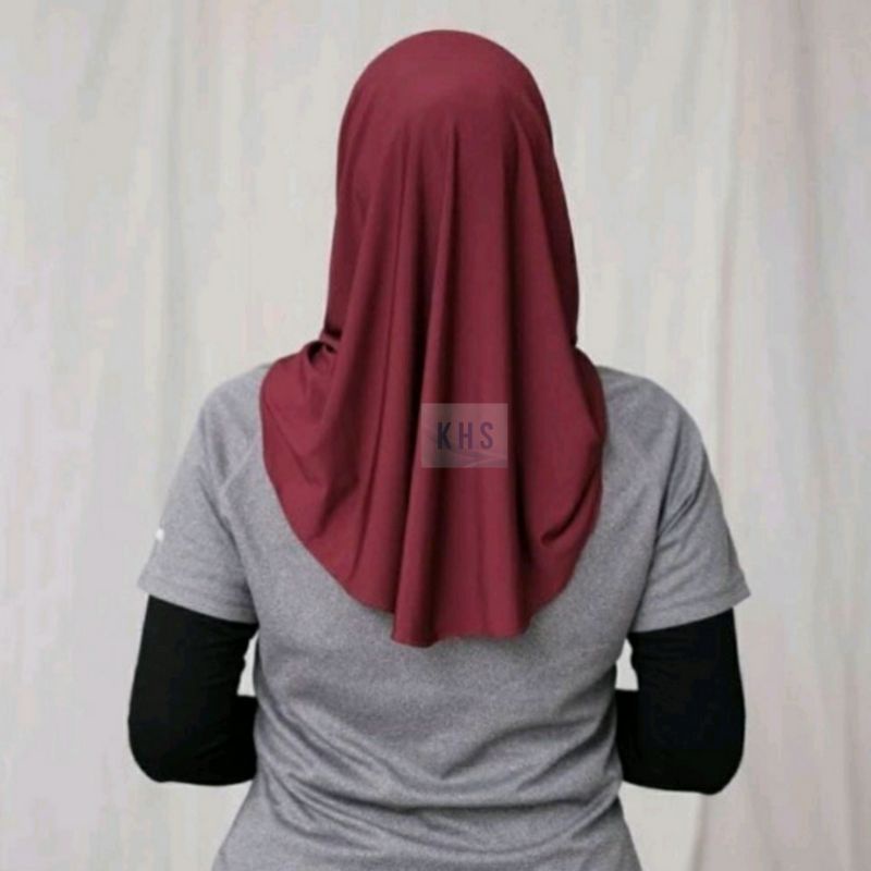 Jilbab Sport / Hijab Instan Sporty Jilbab Volly Jilbab Bahan Jersey Lycra Instant / Bergo Sport Kerudung Olahraga KHS-1
