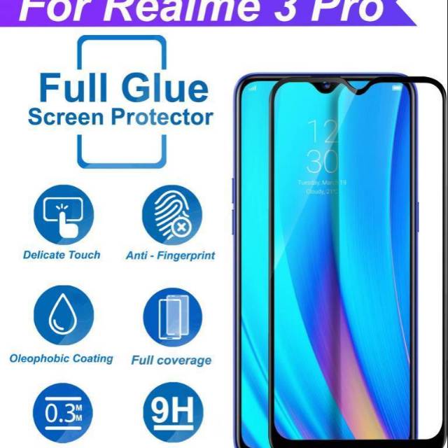 Tempered glass realme 2/ 2 Pro/ 3/ 3 pro/ 5/ 5 Pro full cover