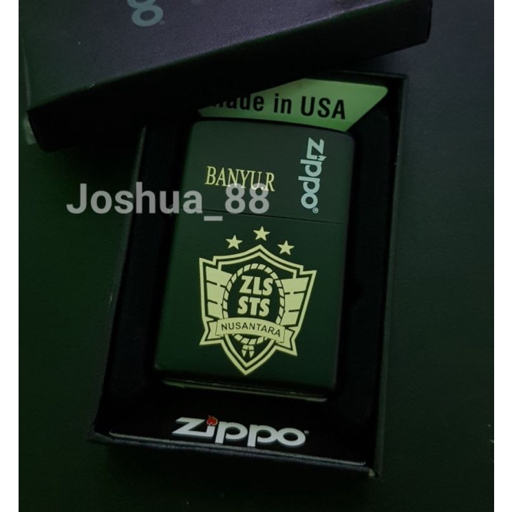 Zippo Korek Api Black Matte Custom Ukir Logo ZLS STS Nusantara Bisa ukir nama sendiri