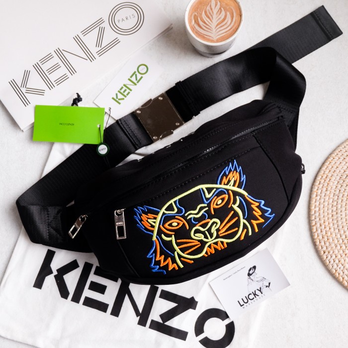 pria-bag-waist- kenzo tiger bumbag neon black - original 100% -waist-bag-pria.