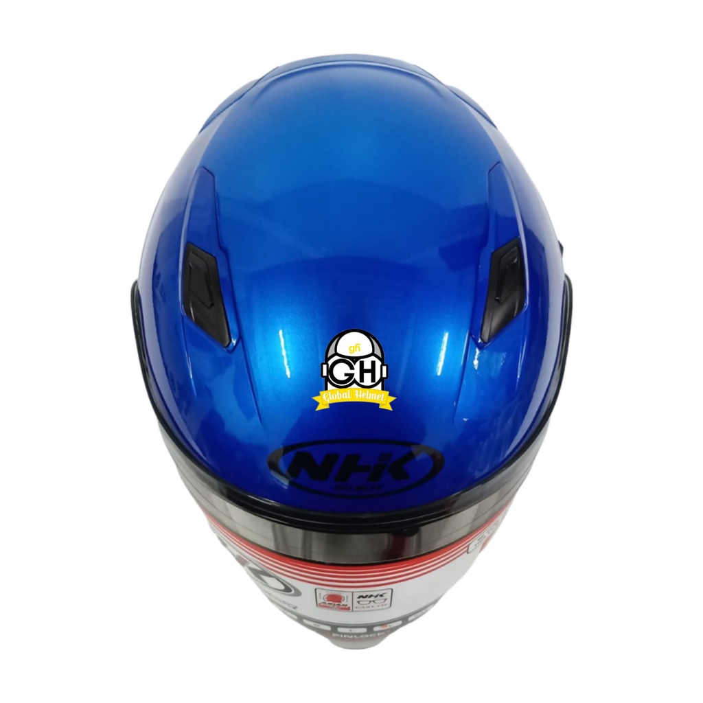 NHK S1 GP PRO SOLID BLUE MD HALF FACE DOUBLE VISOR WARNA POLOS DD-RING