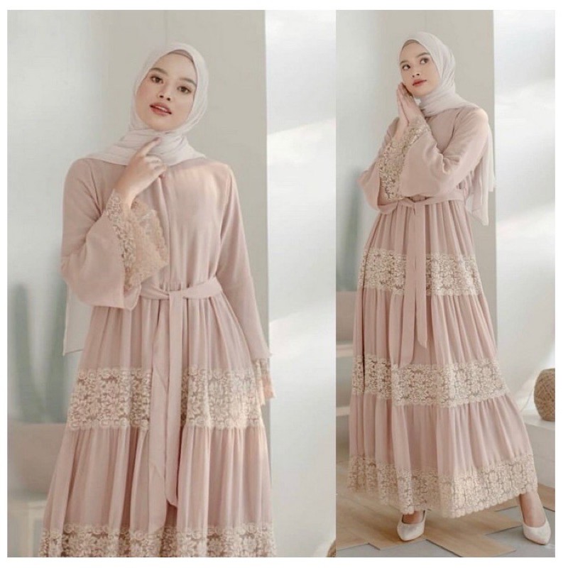 EDISHA PESTA Dress Mewah Dres Gamis Anggun Fashion Ootd Outfit Kekinian Kodangan Ramadan Lebaran Ram