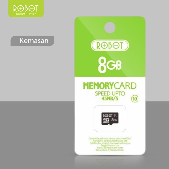 Micro SD ROBOT 8GB / 16GB / 32GB Memory Card Class 10 TF Card With Package - Garansi Resmi 1 Tahun