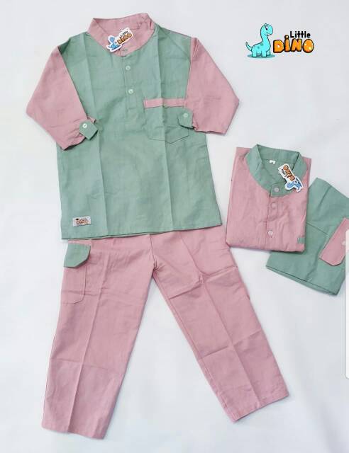 Set koko anak junior  premium size L 8-9 premium brand Little Dino Muslim Wear Khalid