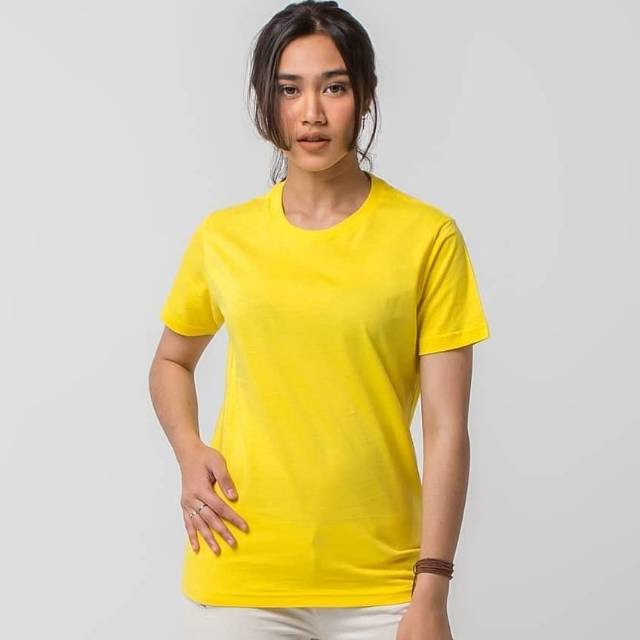  KAOS  POLOS CEWEK COWOK KUNING  KENARI  100 COTTON COMBED 