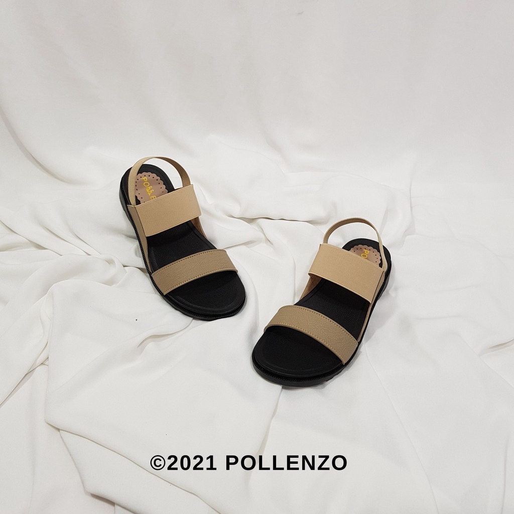 Pollenzo - Yoela Sandal Casual Dual-Strap Tali Karet Elastis Ap-306-3