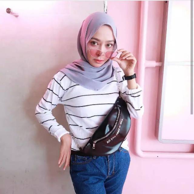Rajut Knitwear Putih Wanita / Rajut Bershka Strip / Atasan Wanita / Sweater Korea / Baju Rajut Tebal