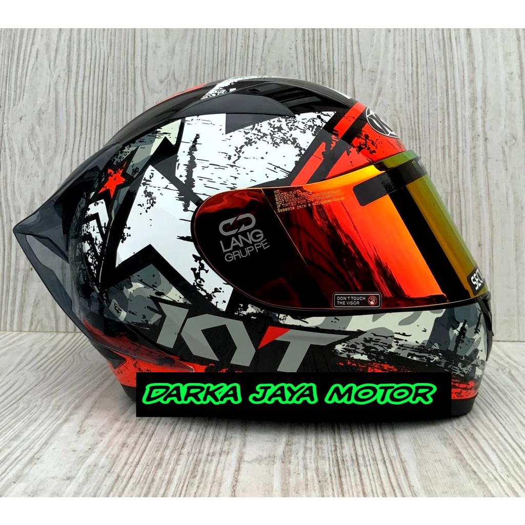 Jual HELM KYT R10 SERI 3 bK/RED FLUO/ KYT FULL FACE / KYT R10 MOTIF