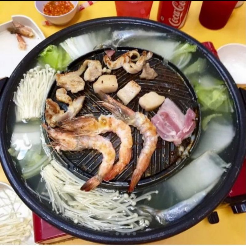 PROMO panggangan bbq grill plate  FREE KOMPOR / bulgogi pan 2 in 1 mookata / Korean Yakiniku grill pan 2in1 / panci shabu grill / panggangan bbq Korean grill bahan teflon persegi / panggangan sate ayam ikan serbaguna / bbq plate shabu dan grill mookata