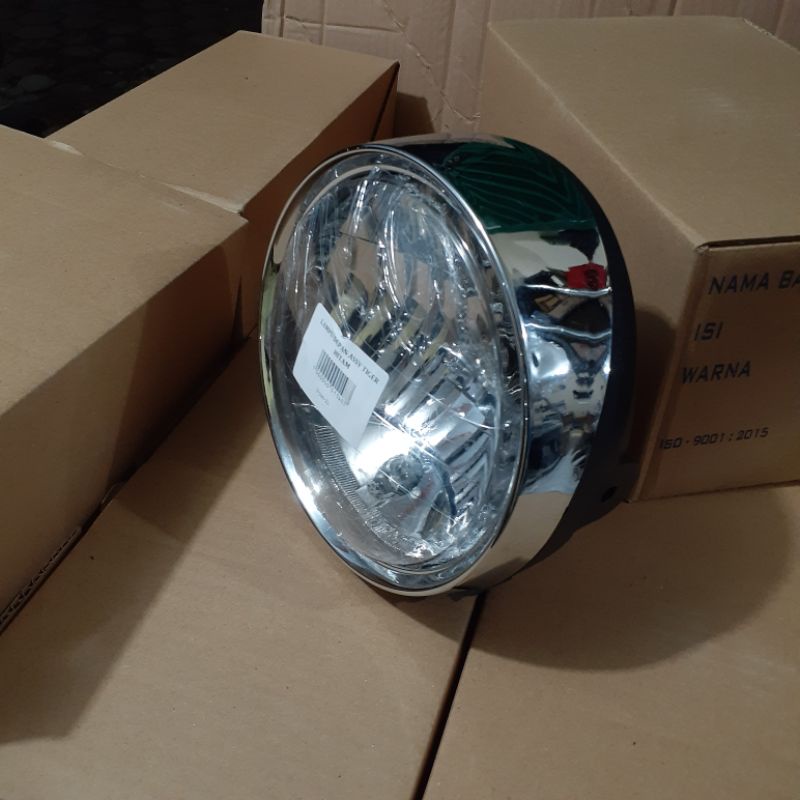 lampu depan head lamp set reflektor ring batok bohlam tiger revo tirev versi bulat barong detail ori