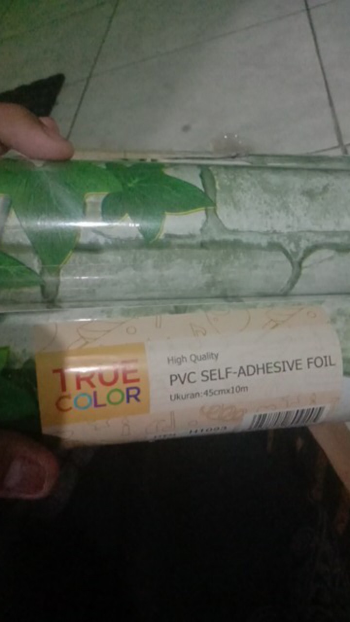 Tisyashopz - Wallpaper Sticker Uk: 45 Cm X 9.5 Meter , Batu Bata Putih W/daun