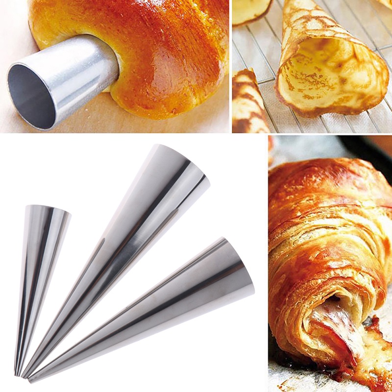 12 Pcs Tabung Kerucut Spiral Bahan Baja Untuk Cetakan Krim Roti Croissant