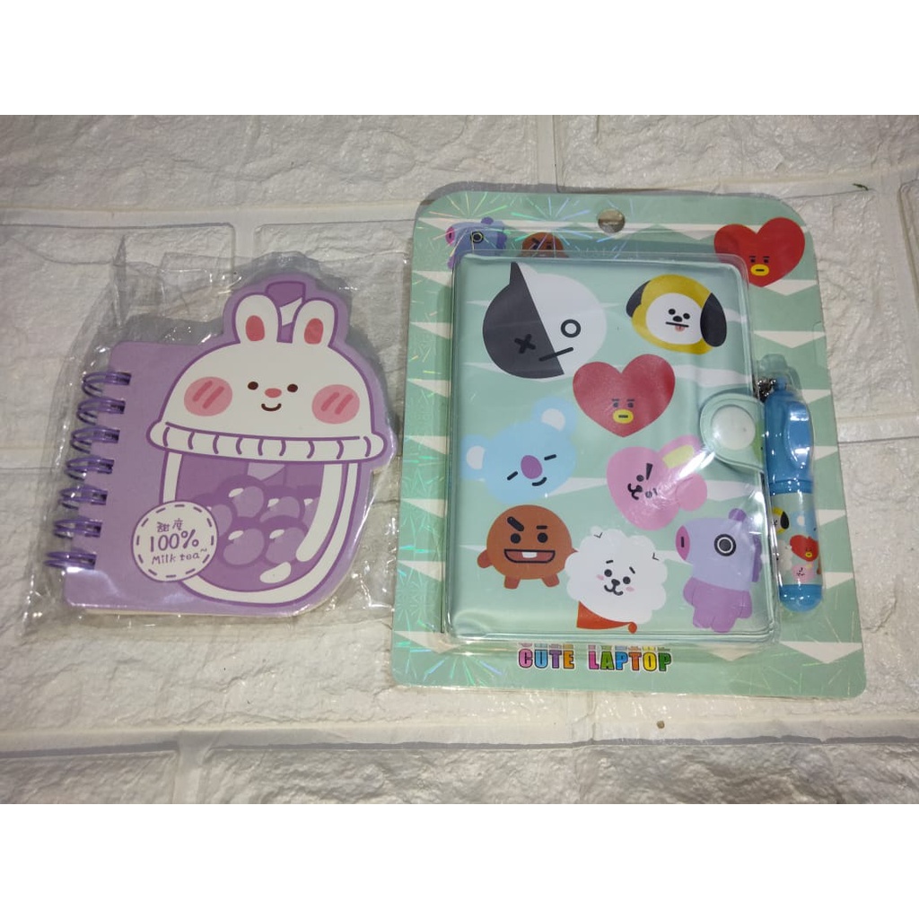 

Notebook BT21 + Pulpen + Notebook Boba Free