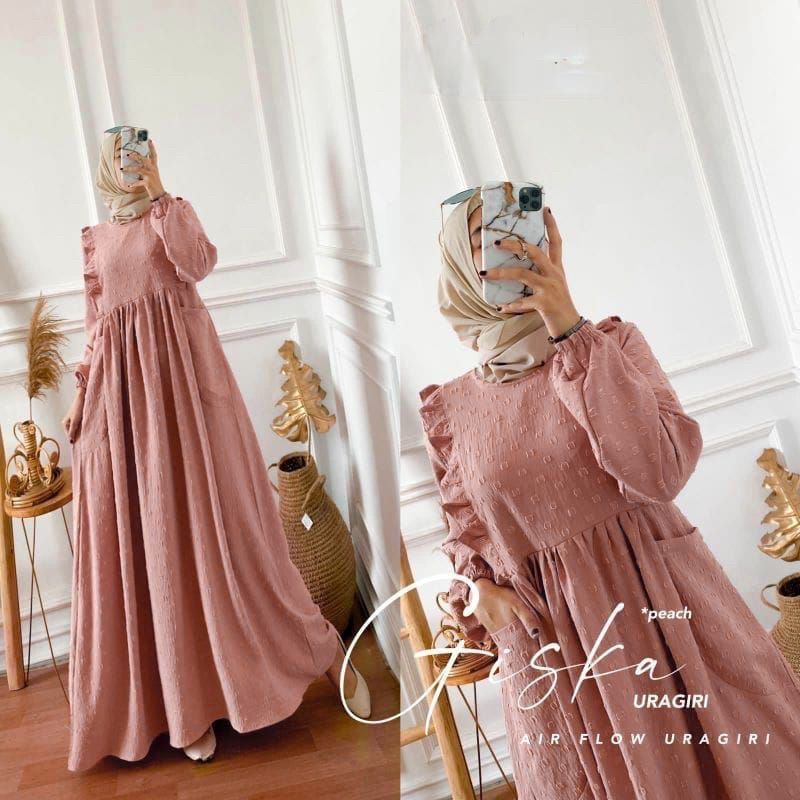 GISCA DRESS URAGIRI // GISKA GAMIS CRINKLE URAGIRI OVERSIZE TERBARU // GAMIS URAGIRI AIRFLOW