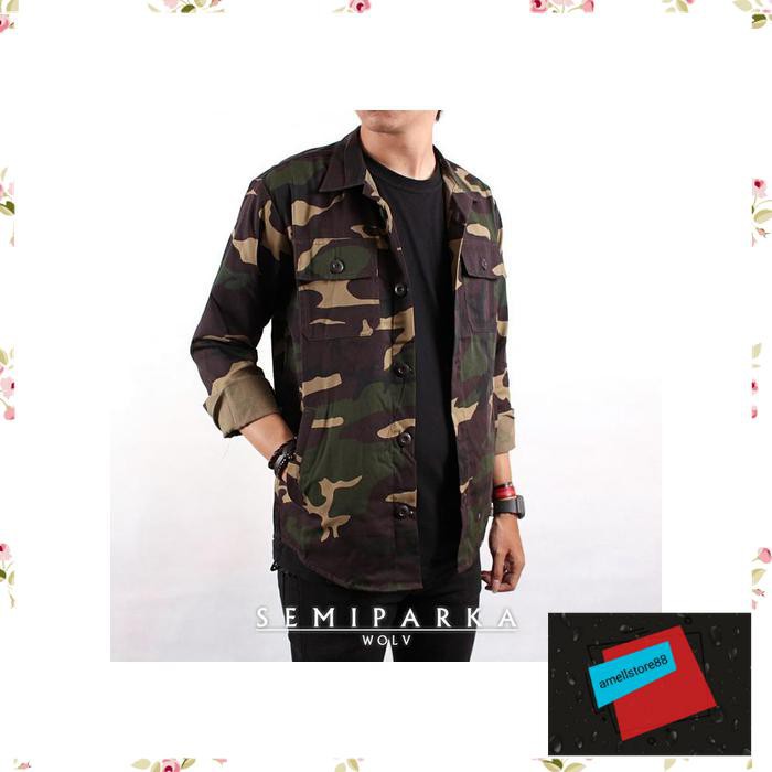 Jaket Pria parasut parka gunung SEMI PARKA LORENG Loreng Semi Parka Army IU129