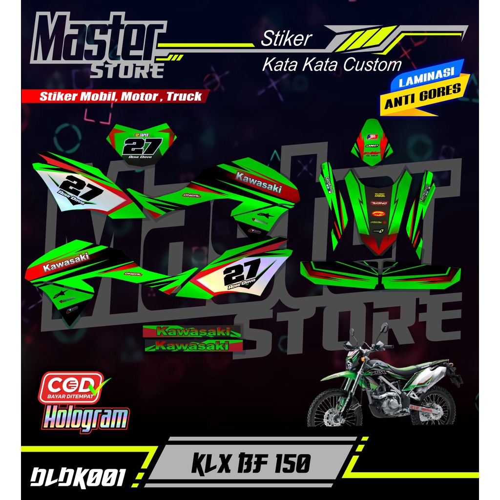Sticker DECAL HOLOGRAM PELANGI KLX BF - Stiker Lis Variasi KLX 150 G/BF