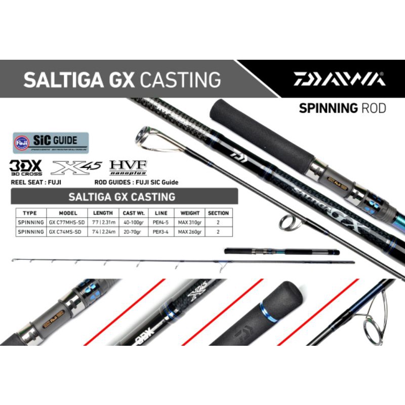 Joran Popping Daiwa Saltiga GX C74MS | SALTIGA GX C77MHS | POPPING | ALAT PANCING PREMIUM