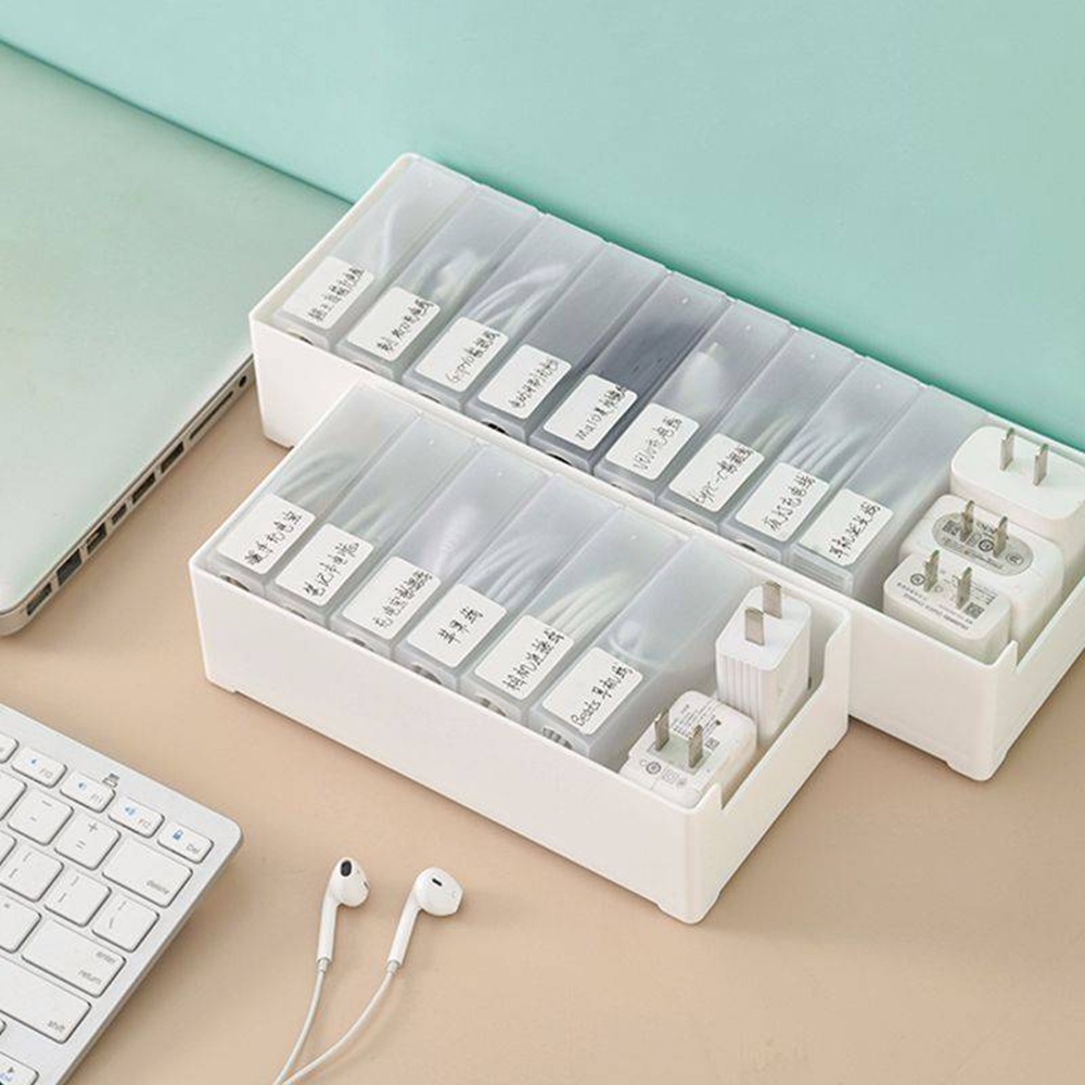 Cable Organizer Box Cord Storage Box with Tag Cable Management Office Desk Organizers for Headset Charger USB Cable