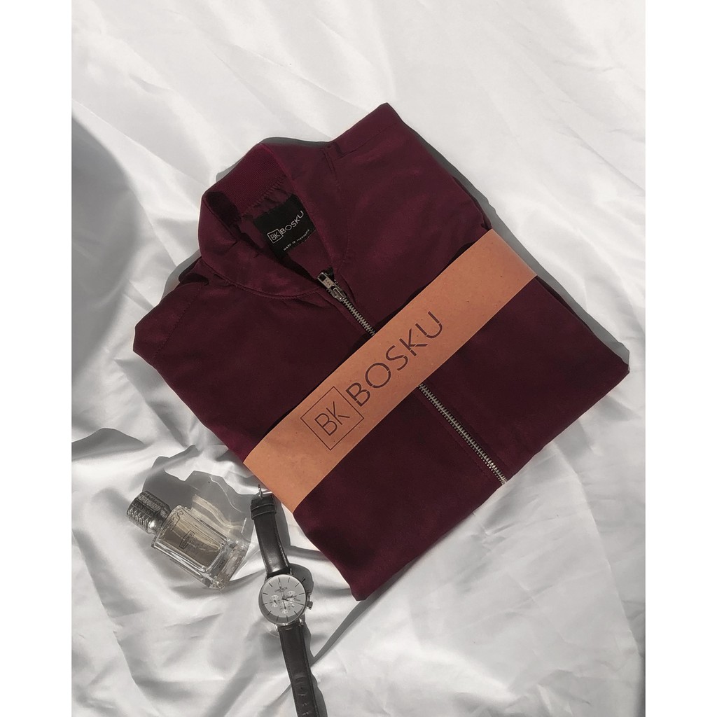 JAKET BOMBER PREMIUM MERAH MARUN POLOS
