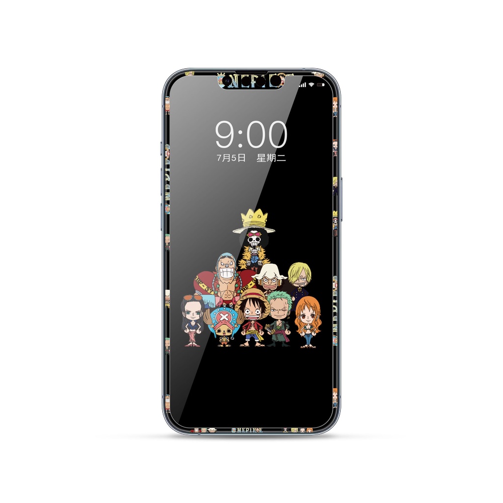 Pelindung Layar Tempered Glass Motif Kartun Anime 3D Untuk iPhone 13 Pro Max 12 Pro 11 Pro Max