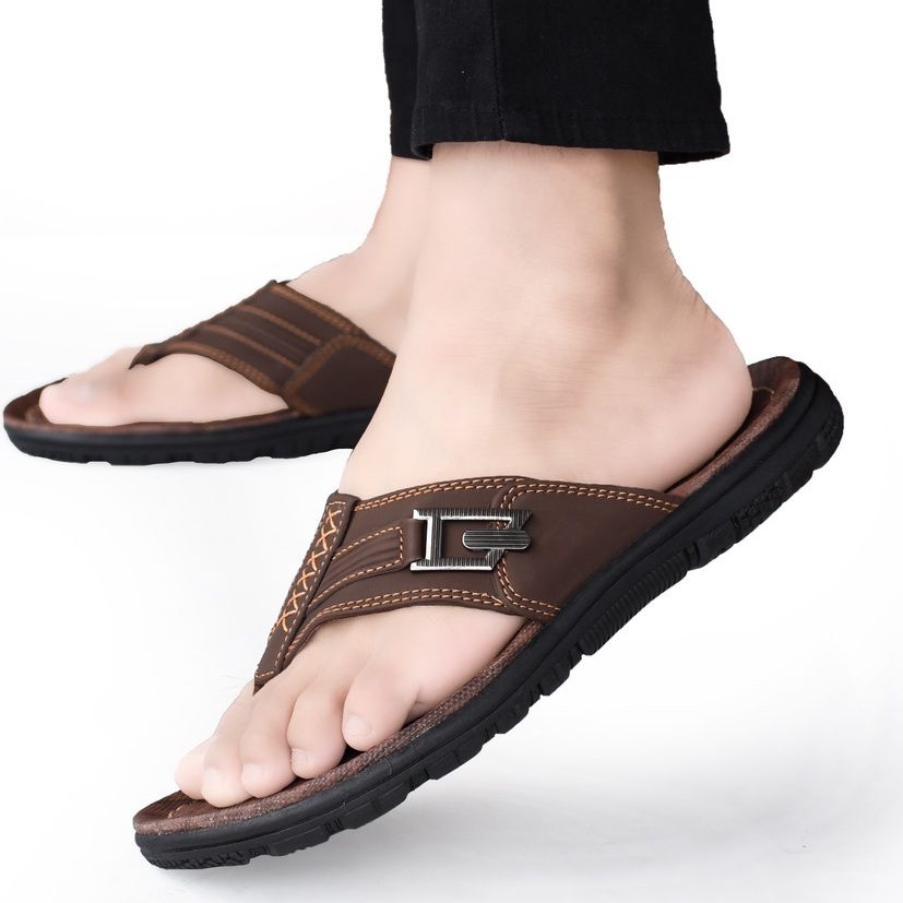 L-TRACK Sandal pria model selop size 39-43 bahan sol pvc non slip upper kulit sintetis