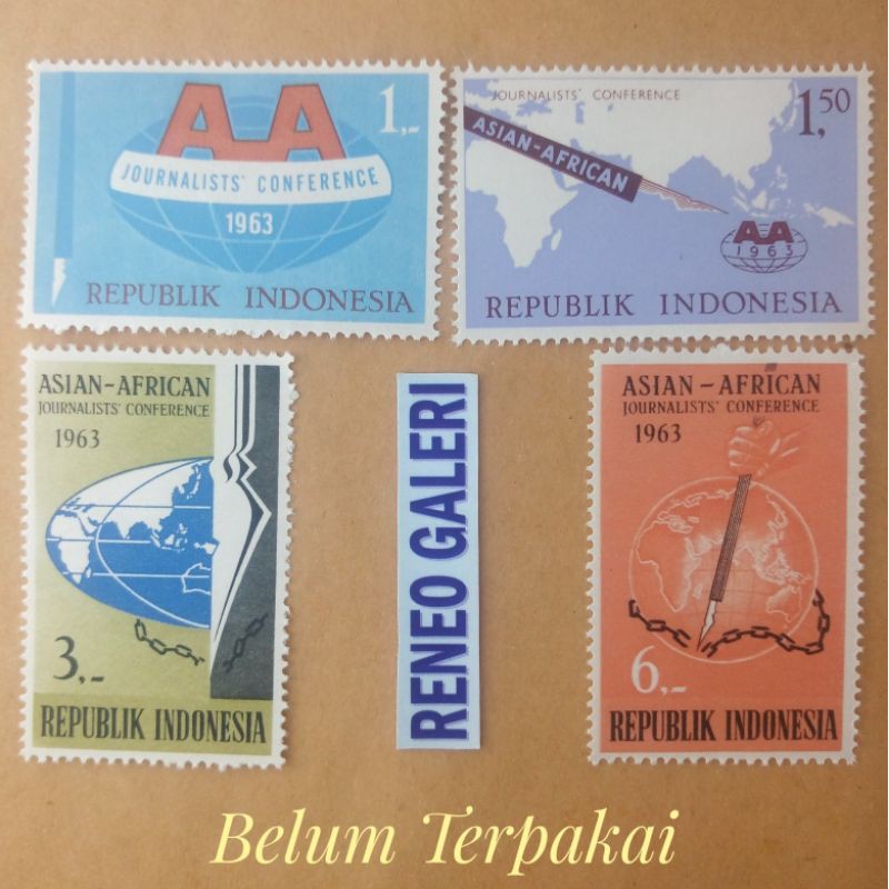 

(4pcs) Set Lengkap Perangko seri Konferensi Wartawan Asia Afrika tahun 1963 Paket prangko lama kuno